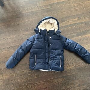 New Hollister Navy Faux Fur Lined All Weather Puffer Jacket